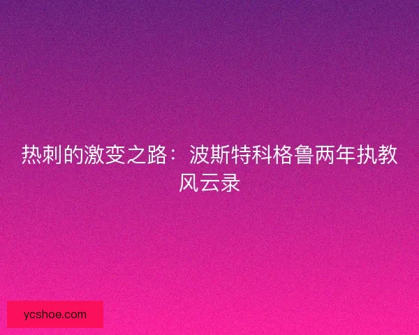 热刺的激变之路：波斯特科格鲁两年执教风云录