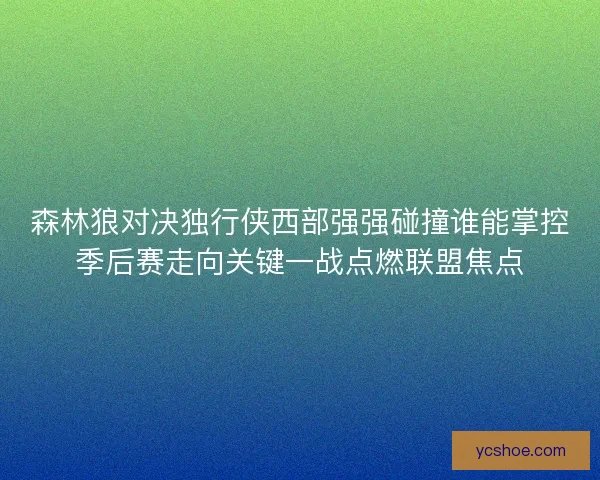 森林狼对决独行侠西部强强碰撞谁能掌控季后赛走向关键一战点燃联盟焦点