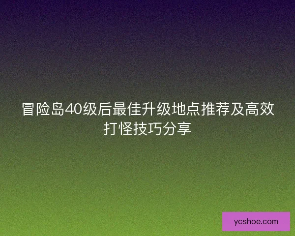 冒险岛40级后最佳升级地点推荐及高效打怪技巧分享