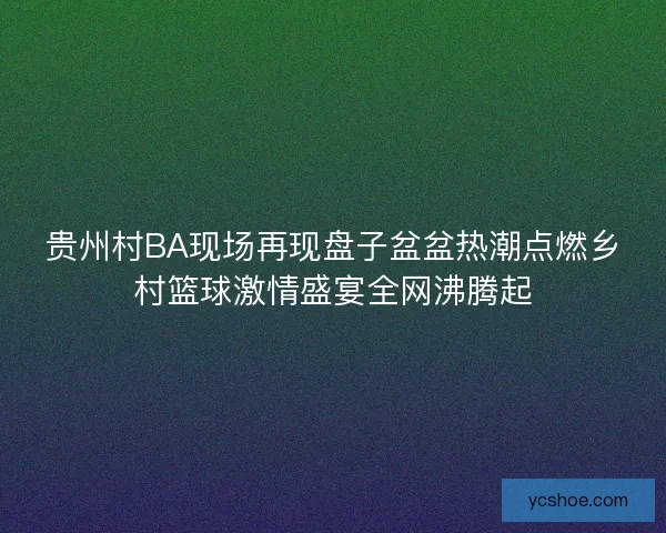 贵州村BA现场再现盘子盆盆热潮点燃乡村篮球激情盛宴全网沸腾起 贵州村BA现场再现盘子盆盆热潮点燃乡村篮球激情盛宴全网沸腾起